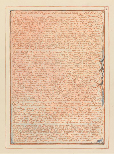 Jerusalem, Plate 34, Elevate into the Region of Brotherhood by William Blake